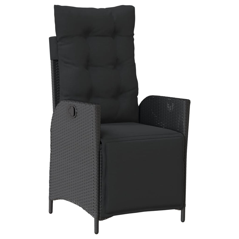 vidaXL 4 Piece Garden Dining Set with Cushions Black Poly Rattan