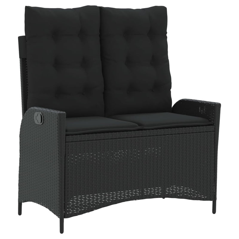 vidaXL 2 Piece Garden Dining Set with Cushions Black Poly Rattan
