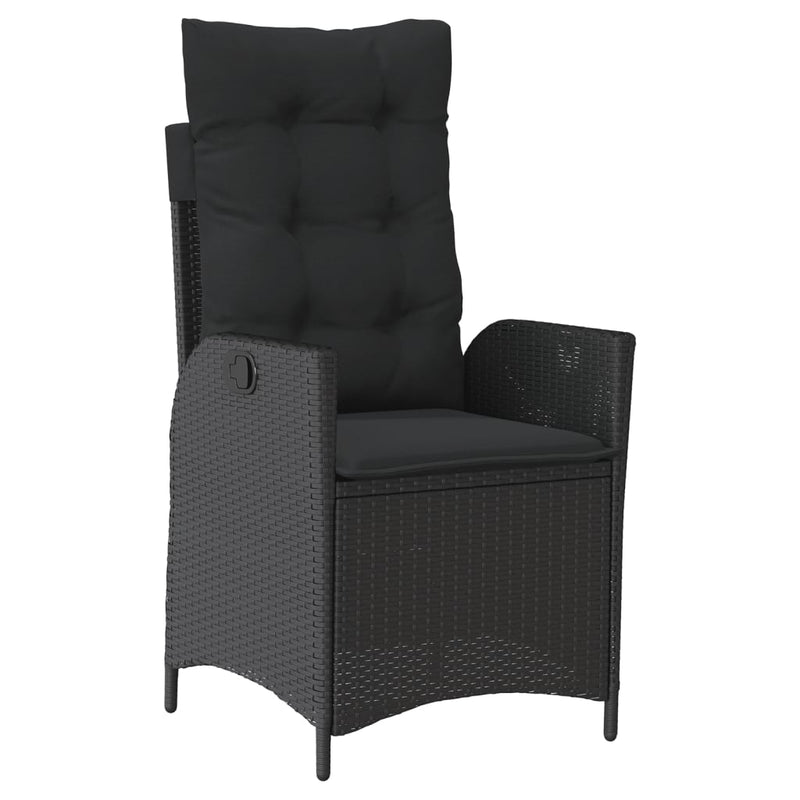 vidaXL 4 Piece Garden Dining Set with Cushions Black Poly Rattan