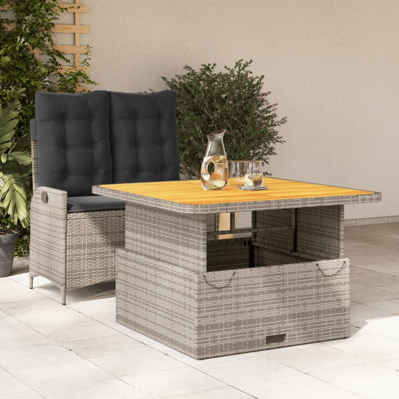 vidaXL 2 Piece Garden Dining Set with Cushions Grey Poly Rattan