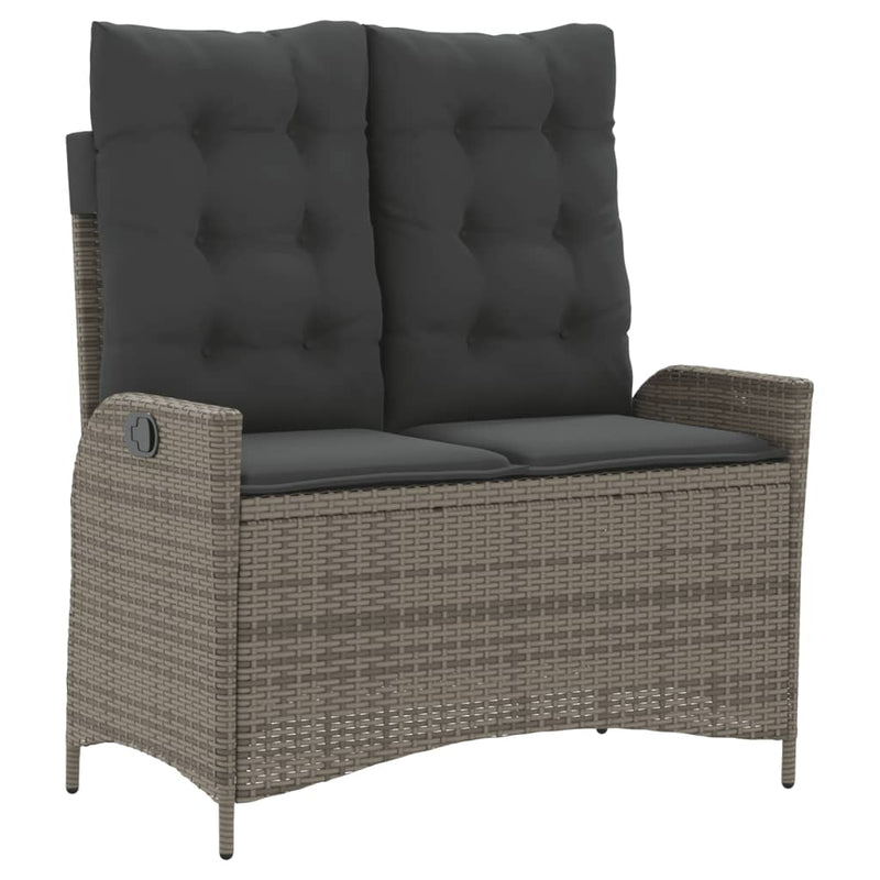 vidaXL 2 Piece Garden Dining Set with Cushions Grey Poly Rattan