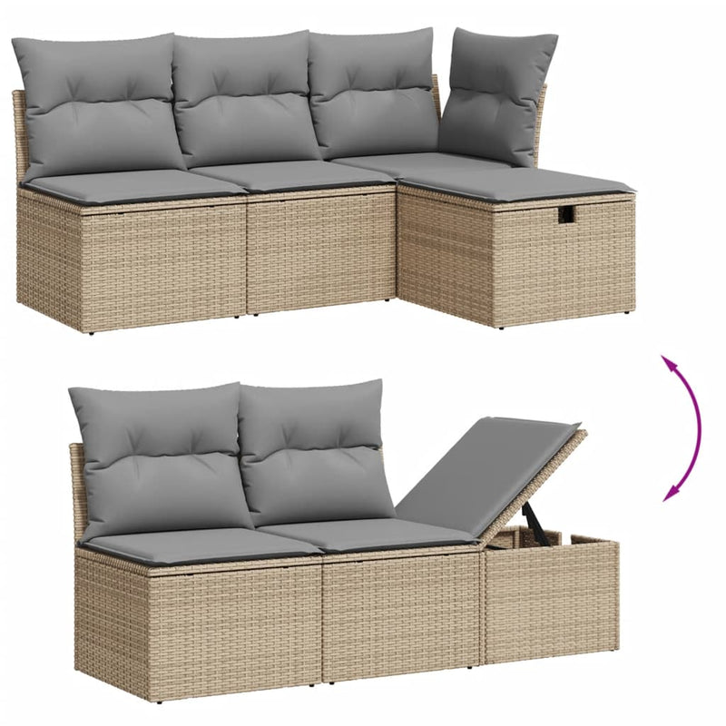 vidaXL 7 Piece Garden Sofa Set with Cushions Grey Poly Rattan