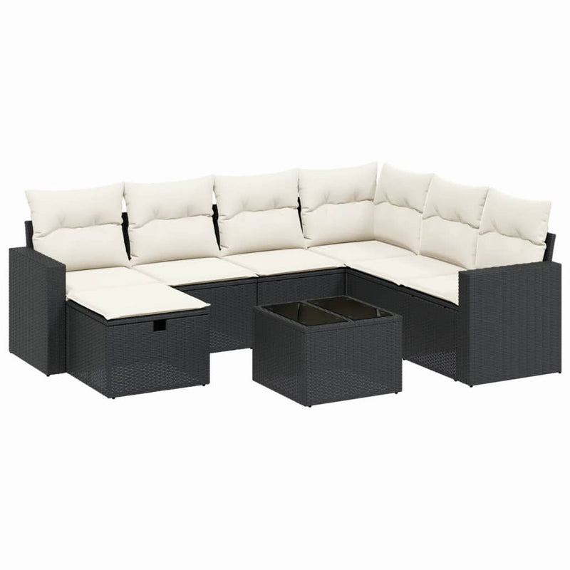 vidaXL 8 Piece Garden Sofa Set with Cushions Black Poly Rattan