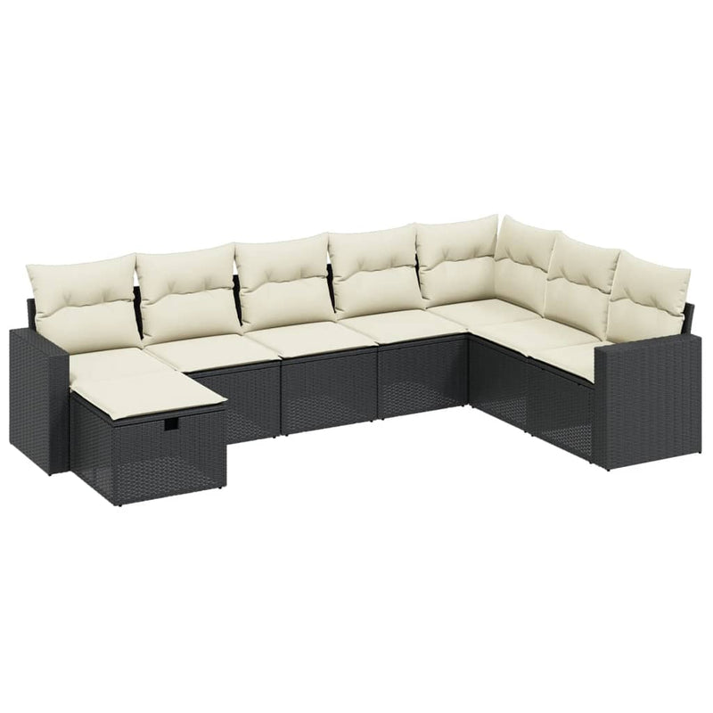vidaXL 8 Piece Garden Sofa Set with Cushions Black Poly Rattan