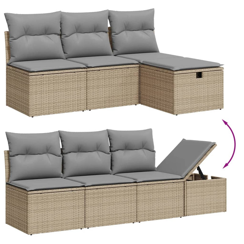 vidaXL 7 Piece Garden Sofa Set with Cushions Grey Poly Rattan