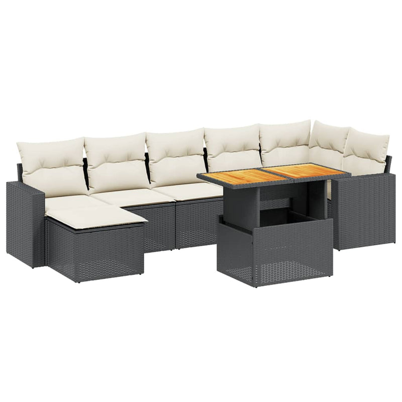 vidaXL 8 Piece Garden Sofa Set with Cushions Black Poly Rattan