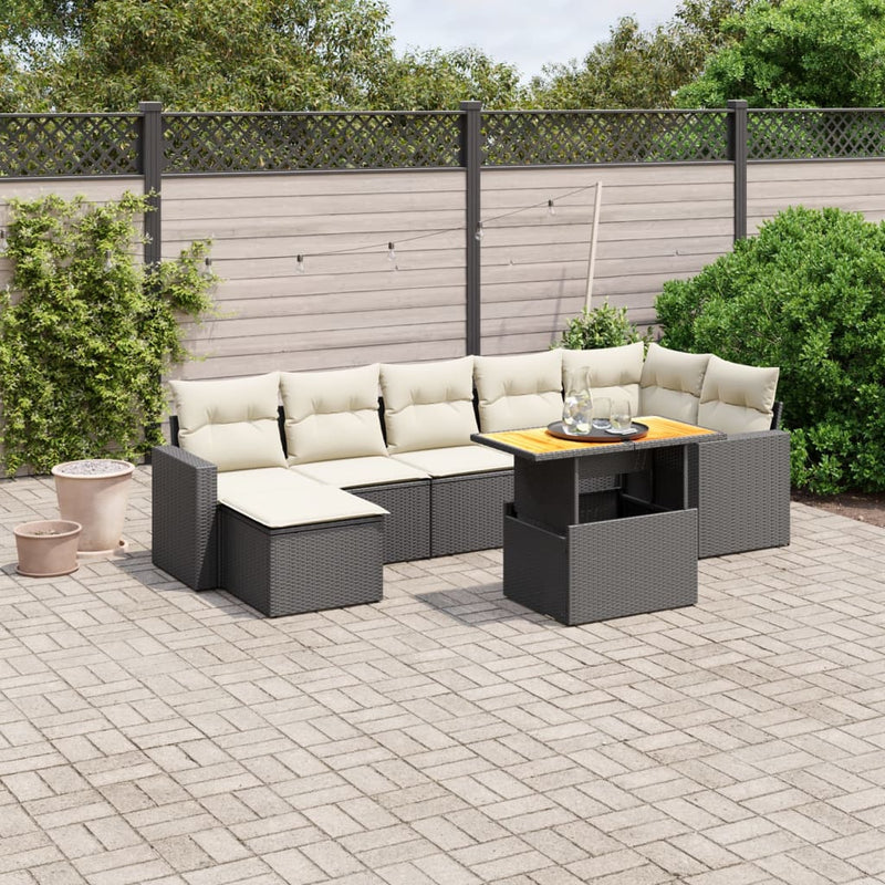 vidaXL 8 Piece Garden Sofa Set with Cushions Black Poly Rattan
