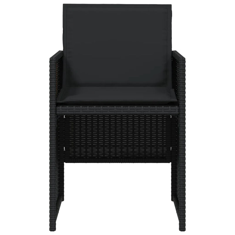 Garden Chairs with Cushions 4 pcs Black Poly Rattan