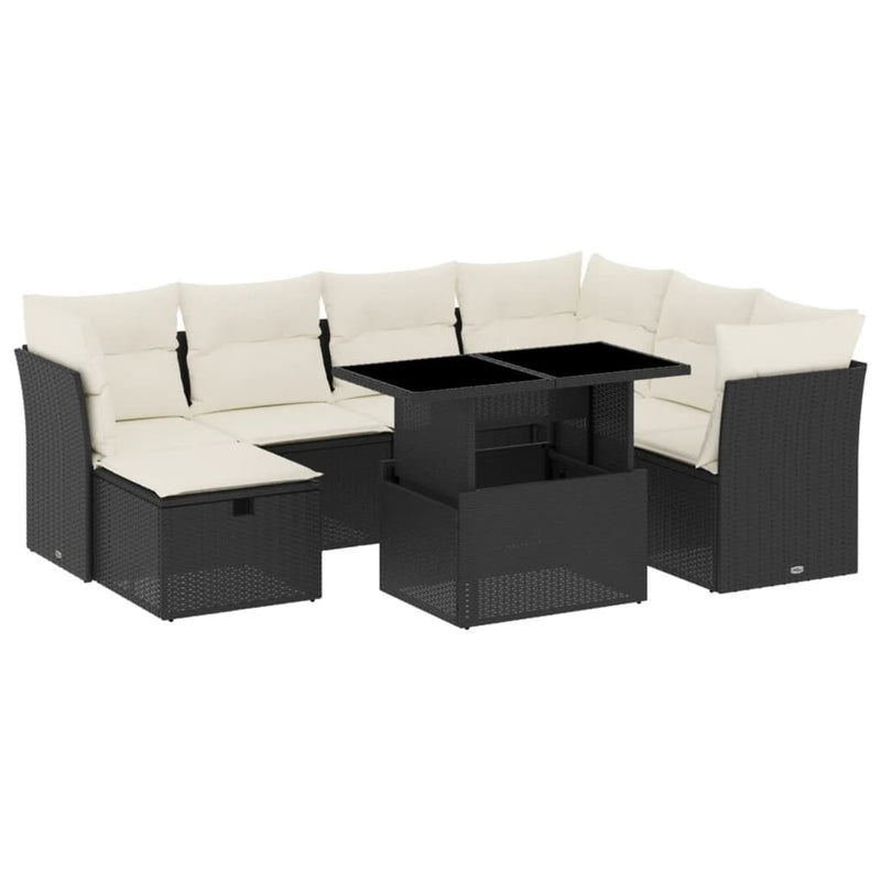 vidaXL 8 Piece Garden Sofa Set with Cushions Black Poly Rattan