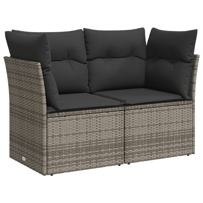 vidaXL 8 Piece Garden Sofa Set with Cushions Grey Poly Rattan