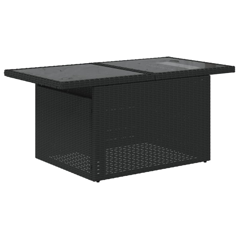 vidaXL 7 Piece Garden Sofa Set with Cushions Black Poly Rattan