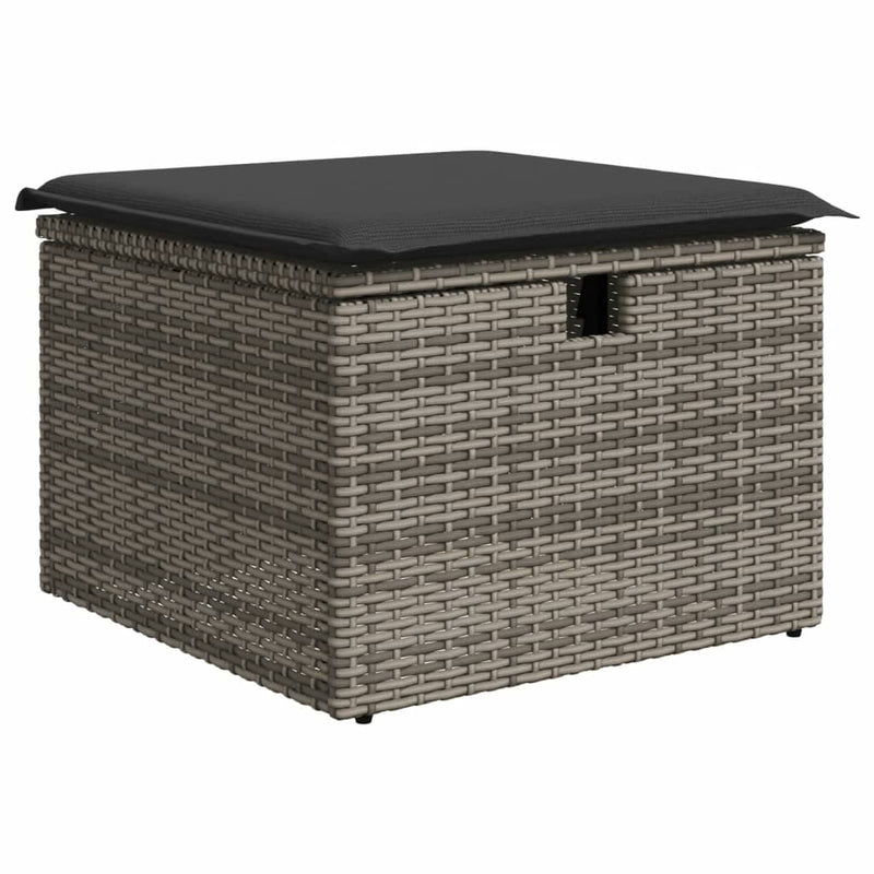 vidaXL 7 Piece Garden Sofa Set with Cushions Grey Poly Rattan