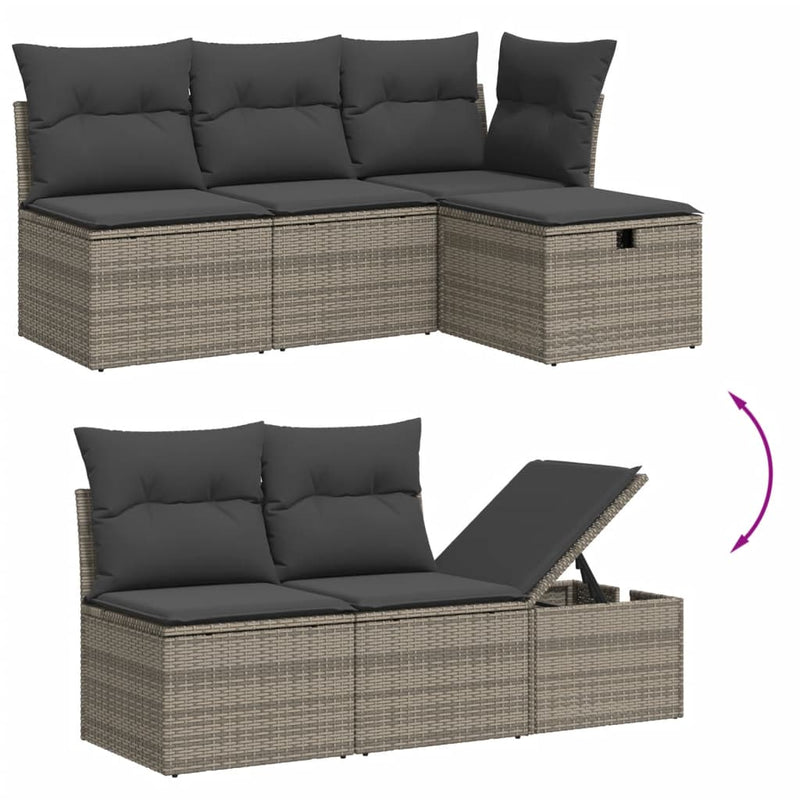 vidaXL 7 Piece Garden Sofa Set with Cushions Grey Poly Rattan