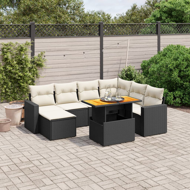 vidaXL 8 Piece Garden Sofa Set with Cushions Black Poly Rattan