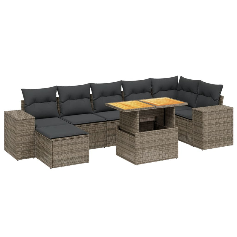 8 Piece Garden Sofa Set with Cushions Grey Poly Rattan