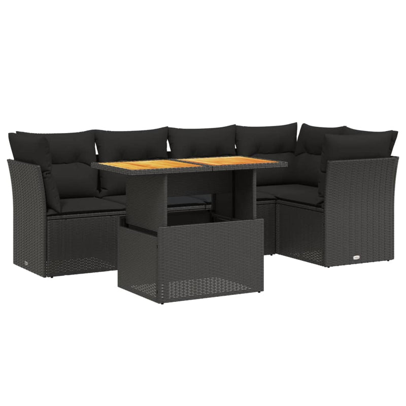vidaXL 5 Piece Garden Sofa Set with Cushions Black Poly Rattan