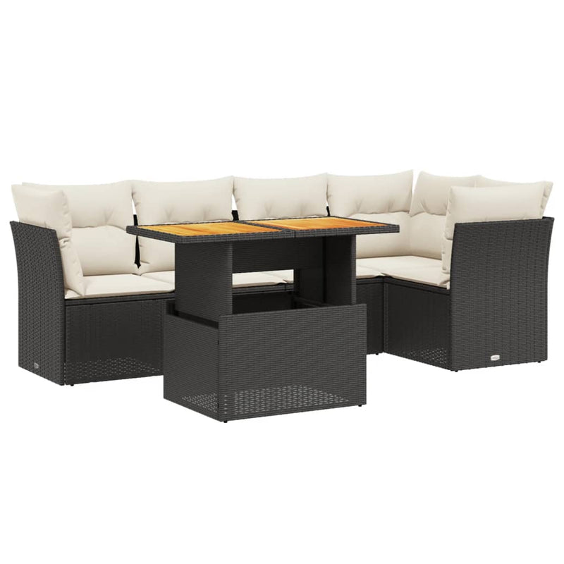 vidaXL 5 Piece Garden Sofa Set with Cushions Black Poly Rattan