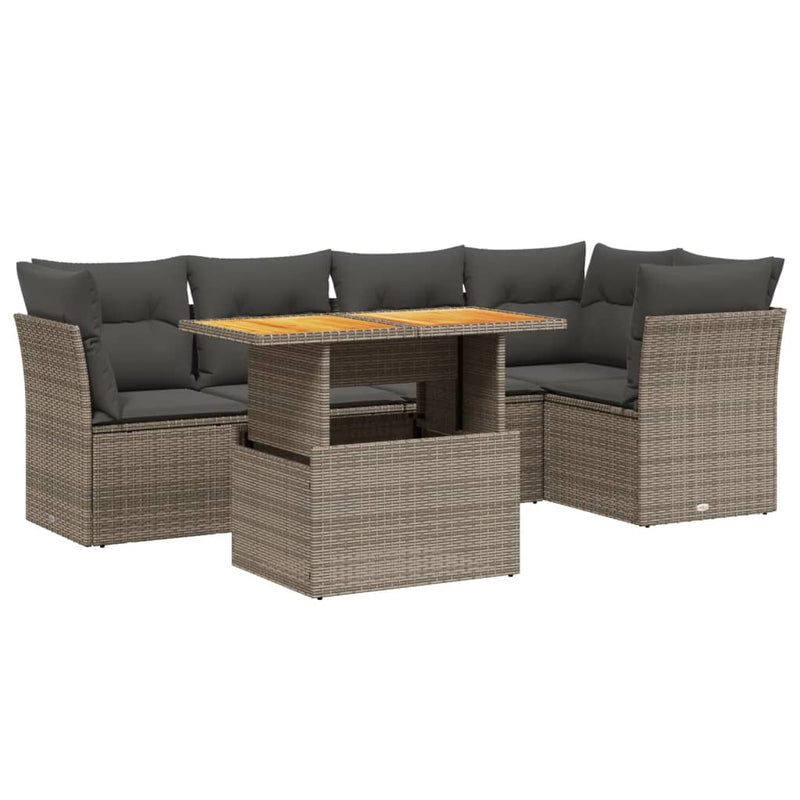 vidaXL 5 Piece Garden Sofa Set with Cushions Grey Poly Rattan