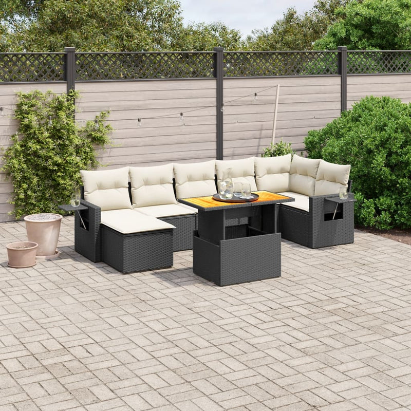 vidaXL 8 Piece Garden Sofa Set with Cushions Black Poly Rattan