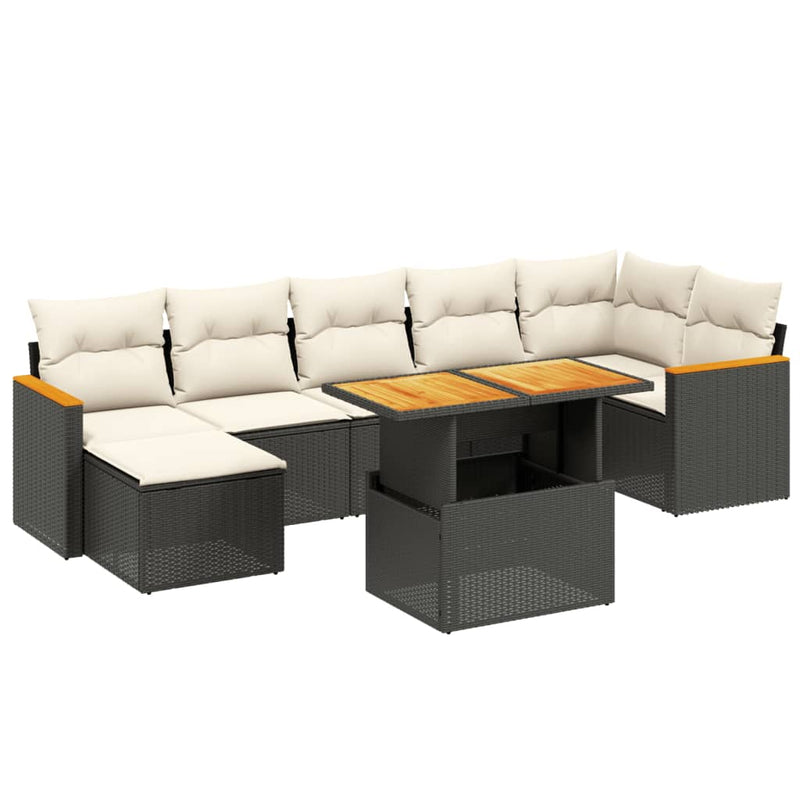 vidaXL 8 Piece Garden Sofa Set with Cushions Black Poly Rattan