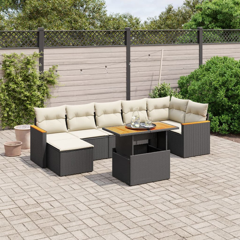 vidaXL 8 Piece Garden Sofa Set with Cushions Black Poly Rattan