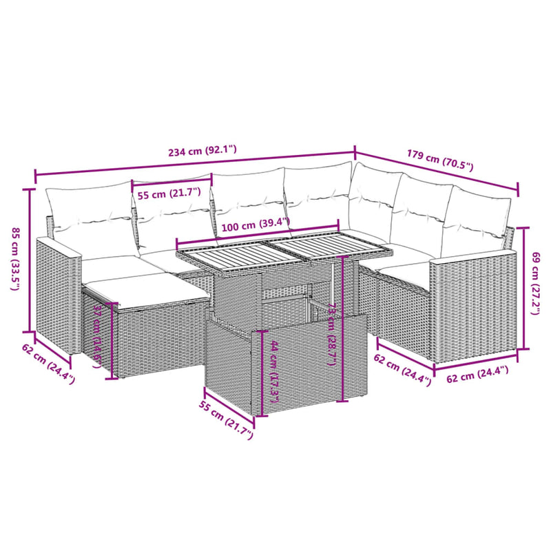 vidaXL 8 Piece Garden Sofa Set with Cushions Black Poly Rattan