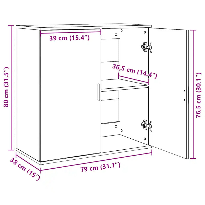 Sideboards 2 pcs White 79x38x80 cm Engineered Wood
