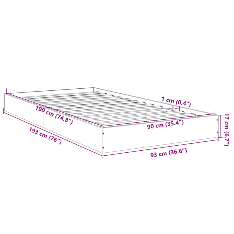 Bed Frame White 90x190 cm Engineered Wood