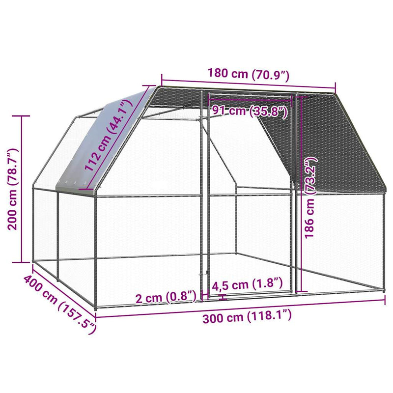 Chicken Cage 3x4x2 m Galvanised Steel