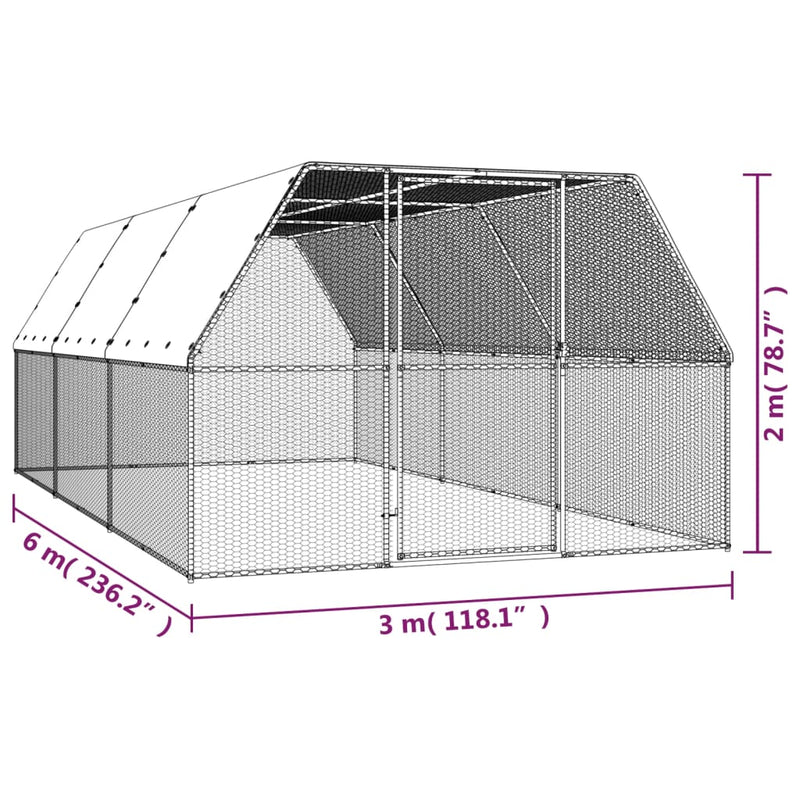 Chicken Cage 3x6x2 m Galvanised Steel