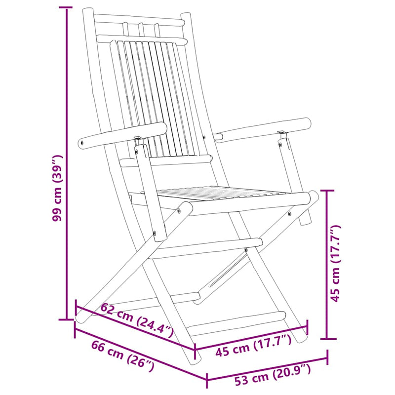 vidaXL 3 Piece Bistro Set Bamboo