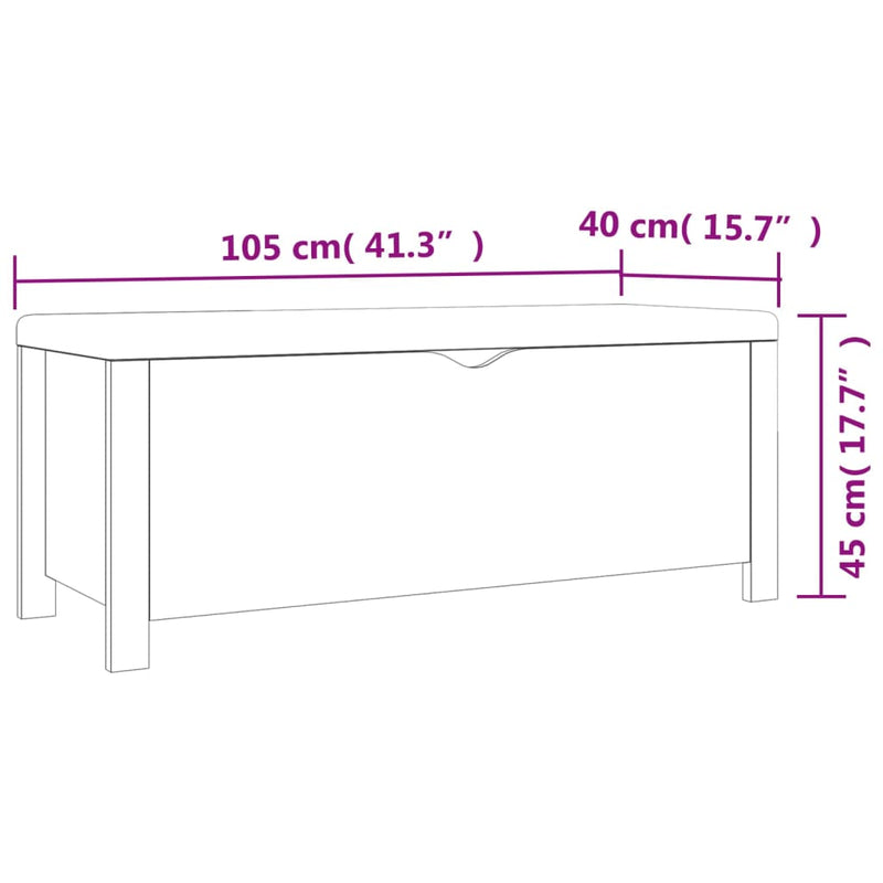 Storage Box with Cushion White 105x40x45 cm