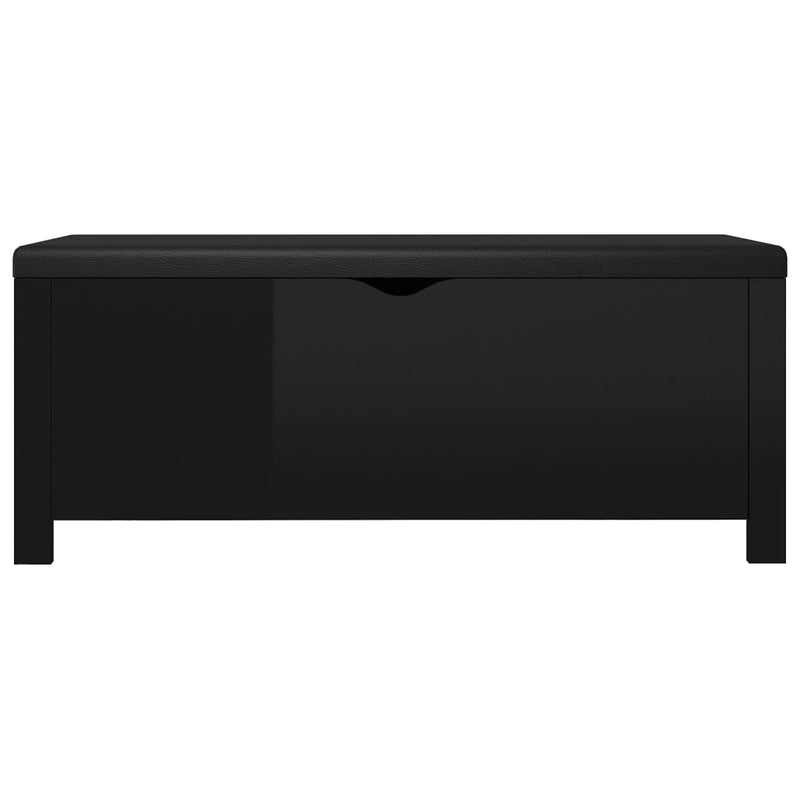 Storage Box with Cushion High Gloss Black 105x40x45 cm