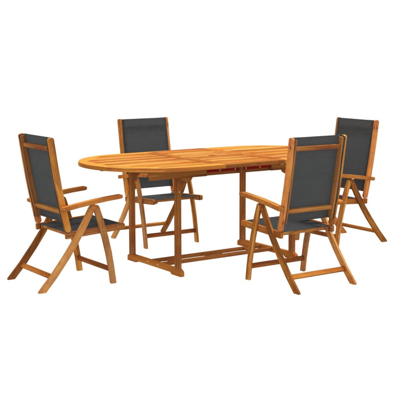 vidaXL 5 Piece Garden Dining Set Solid Wood Acacia and Textilene
