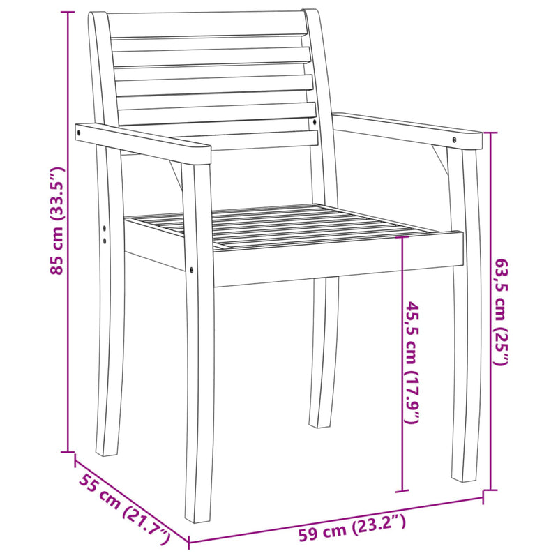 vidaXL Garden Chairs 6 pcs 59x55x85 cm Solid Wood Acacia