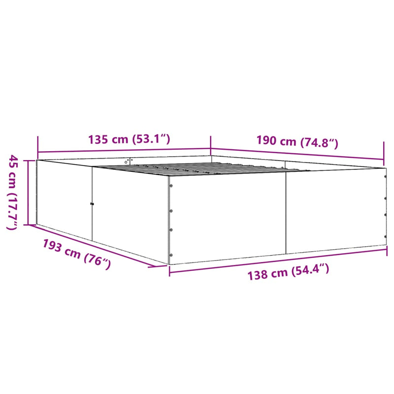vidaXL Bed Frame without Mattress White 135x190 cm