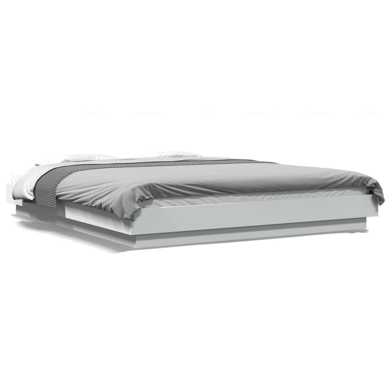 vidaXL Bed Frame with LED Lights without Mattress White 150x200 cm