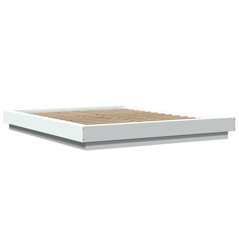 vidaXL Bed Frame with LED Lights without Mattress White 150x200 cm