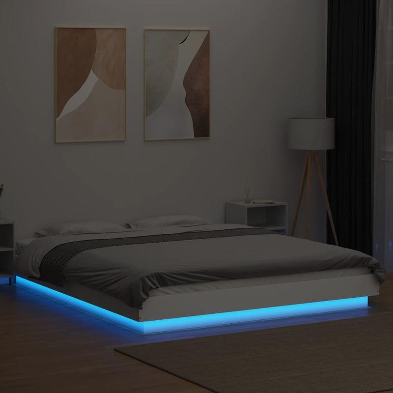 vidaXL Bed Frame with LED Lights without Mattress White 150x200 cm