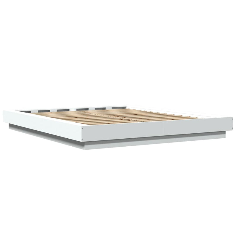 vidaXL Bed Frame with LED Lights without Mattress White 150x200 cm