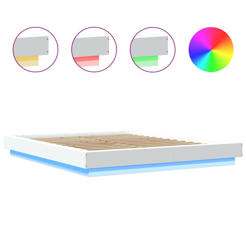vidaXL Bed Frame with LED Lights without Mattress White 150x200 cm