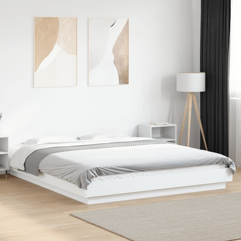 vidaXL Bed Frame with LED Lights without Mattress White 150x200 cm