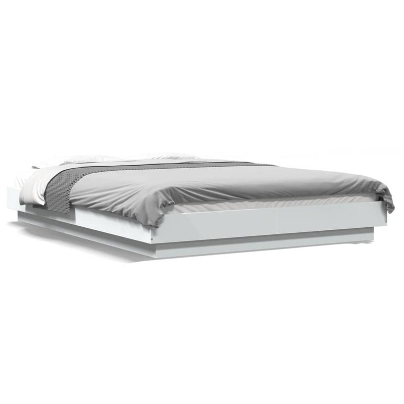 vidaXL Bed Frame with LED Lights without Mattress White 135x190 cm