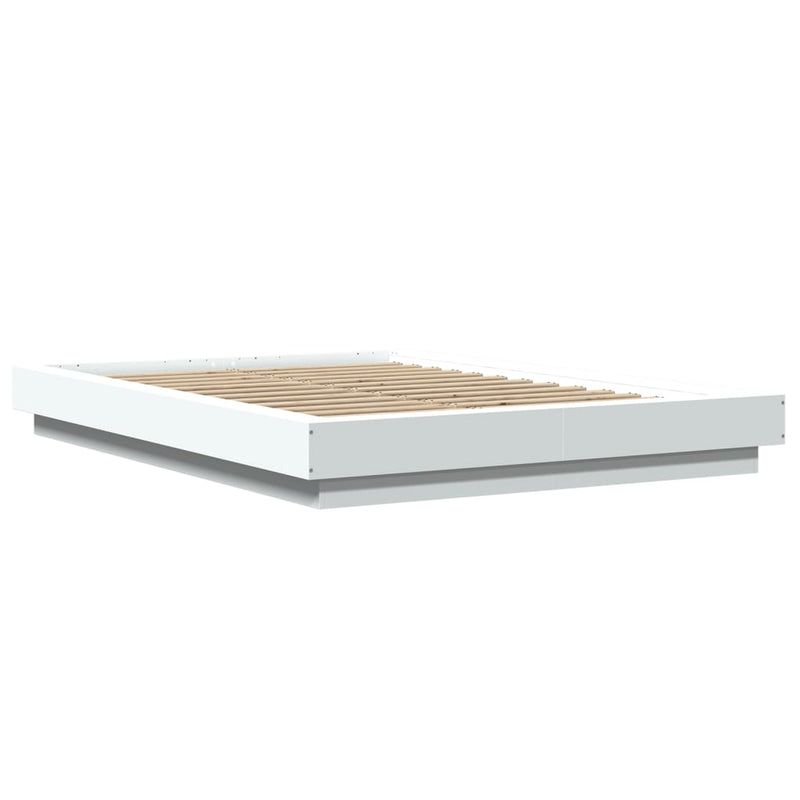 vidaXL Bed Frame with LED Lights without Mattress White 135x190 cm
