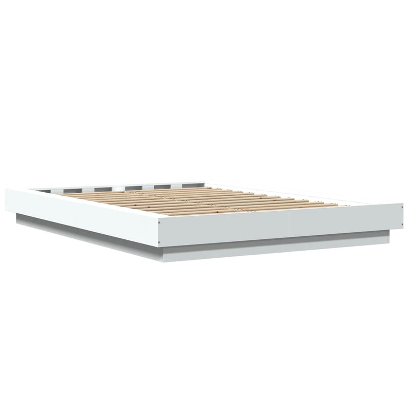 vidaXL Bed Frame with LED Lights without Mattress White 135x190 cm