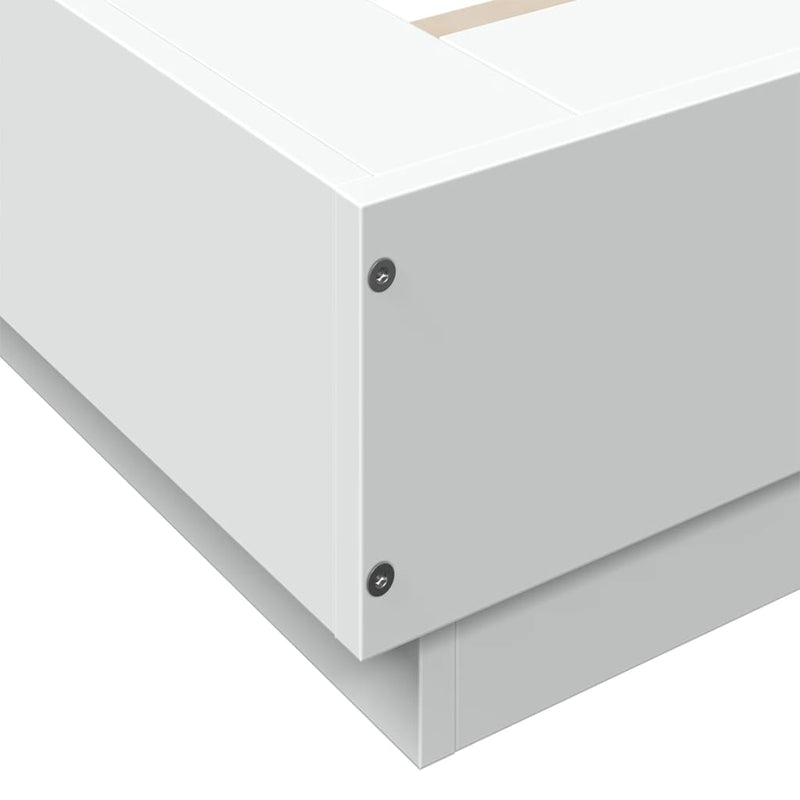 vidaXL Bed Frame with LED Lights without Mattress White 135x190 cm