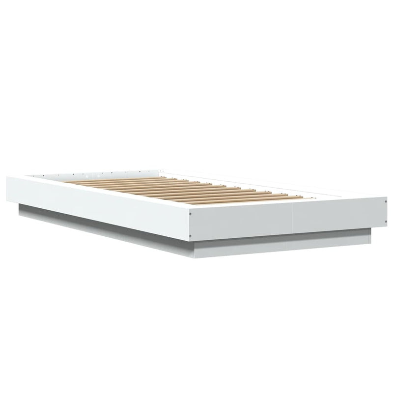 Bed Frame with LED Lights White 90x190 cm Engineered Wood