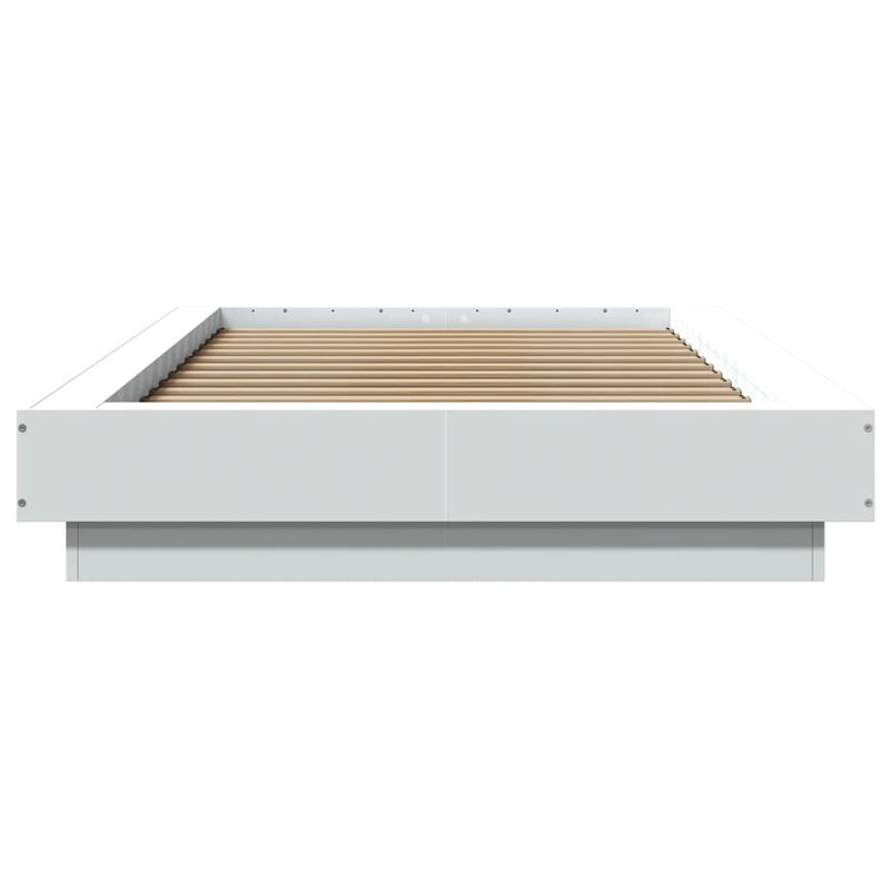 Bed Frame with LED Lights White 90x190 cm Engineered Wood