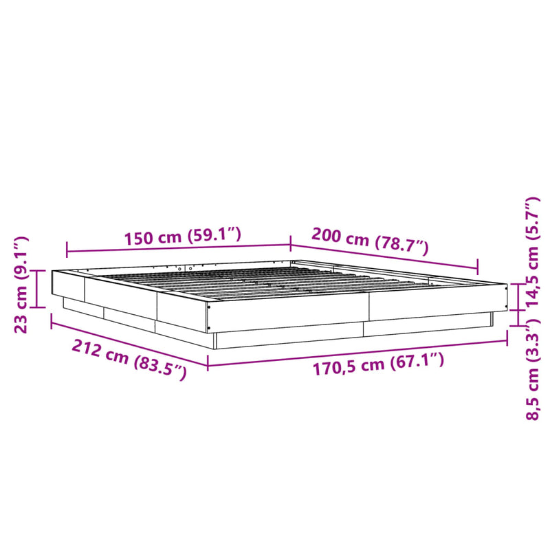 vidaXL Bed Frame without Mattress White 150x200 cm