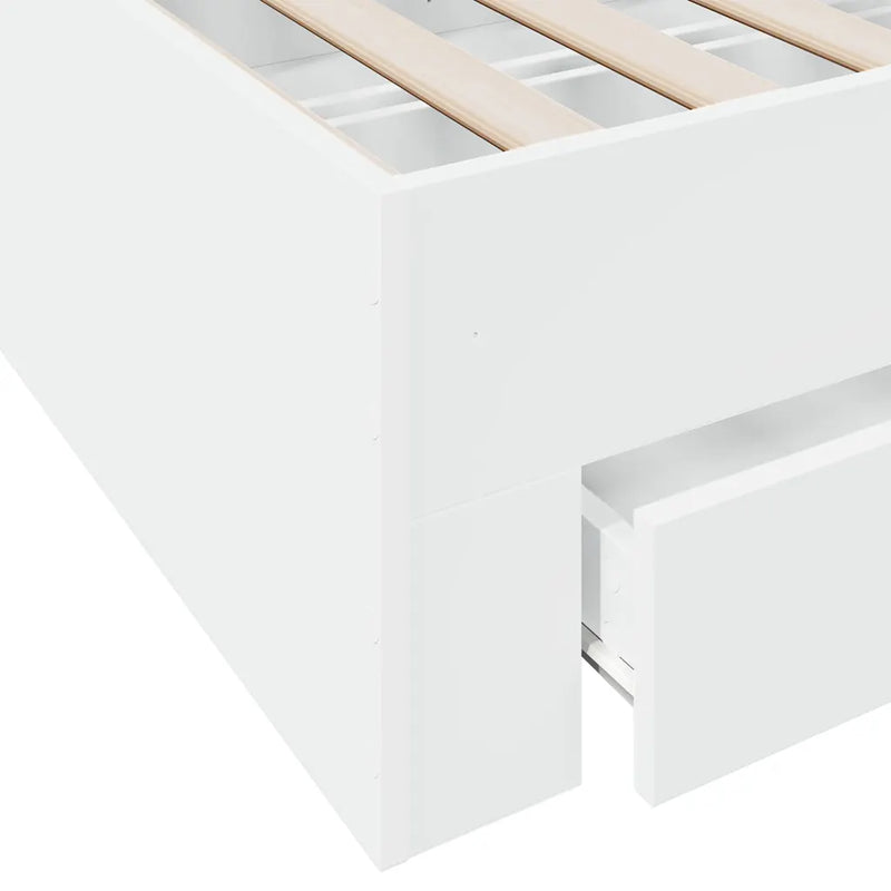 Bed Frame with Drawers without Mattress White 150x200 cm